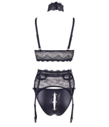 Ensemble soutien-gorge, porte jarretelles et culotte noir sexy - OR2213346BLK